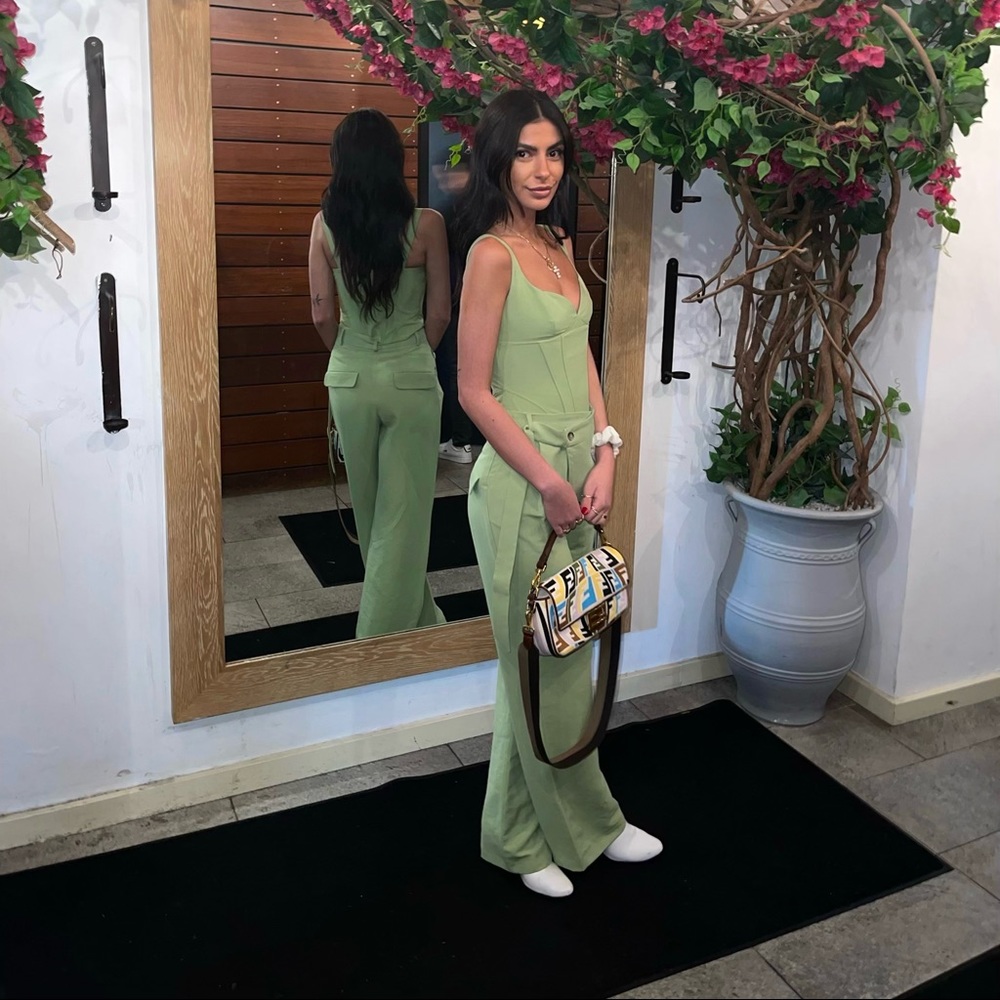 Green zara set top and bottom
